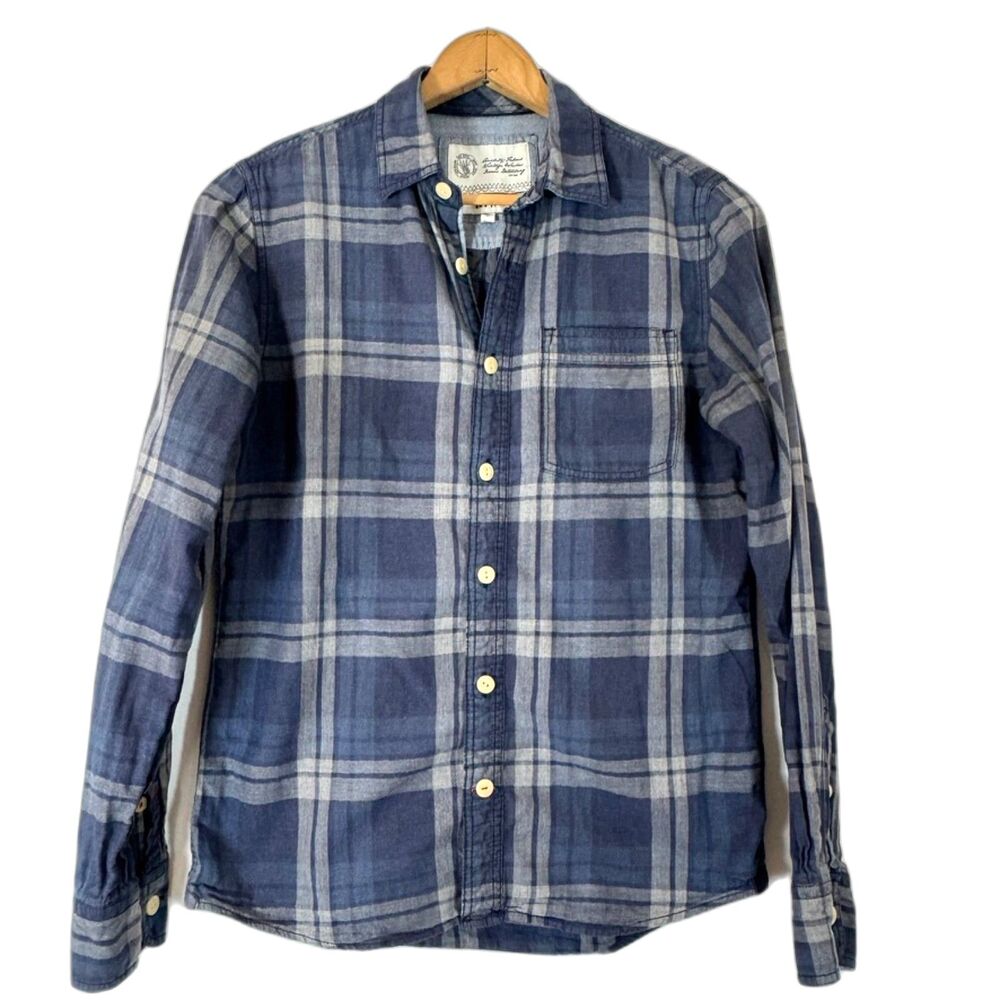 Fat Face Blue Plaid Button Front Shirt Men's Small Cotton
